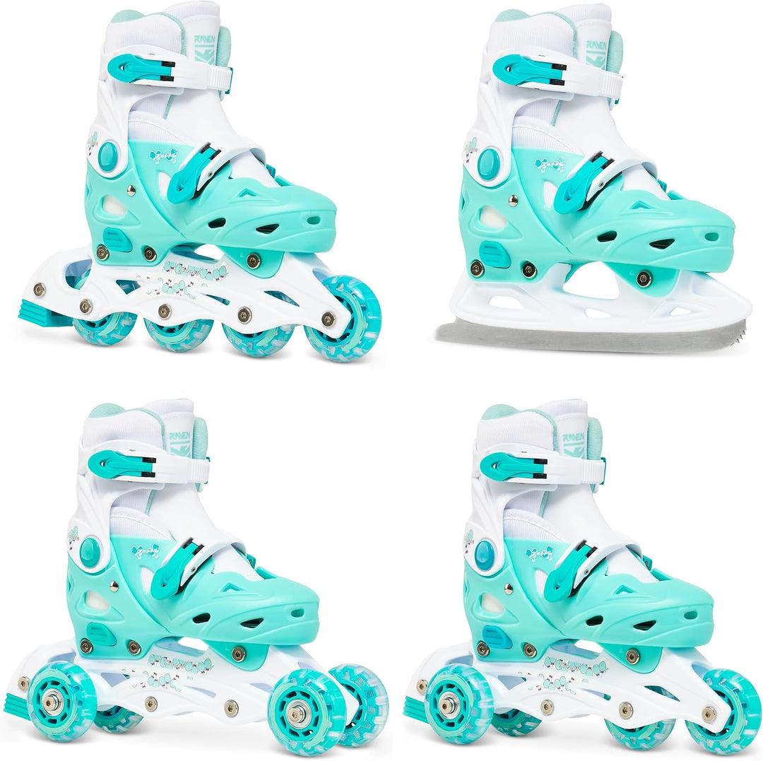 RAVEN 4in1 Inline Skates Triskates Rollschuhe Schlittschuhe Inliner für Kinder Mädchen Jungen verste