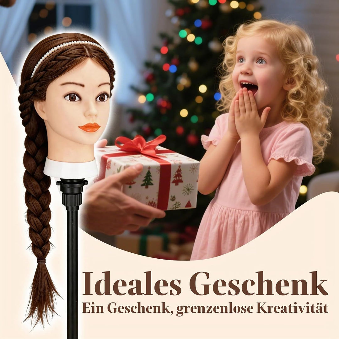 Yofuly 26 Zoll Trainingsköpfe, 80% Echthaar Kosmetik Schaufensterpuppenkopf mit Tischklemme & DIY-Ha