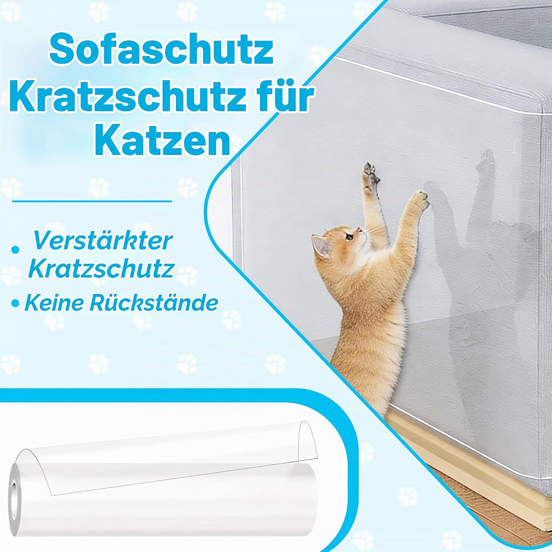 Kratzschutz Sofa Katze Transparent 5m x 42cm,Kratzfolie Katzen Selbstklebend,Flexibler Sofaschutz ge