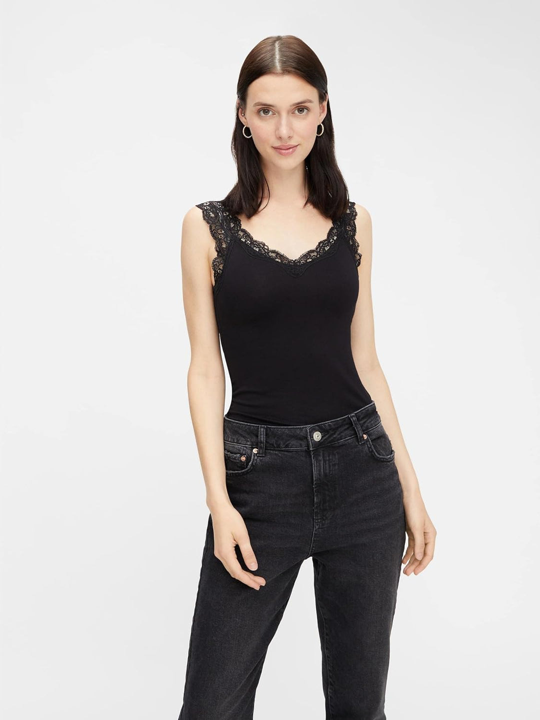PIECES Damen Top S 2x Weiss, 1x Schwarz, S 2x Weiß, 1x Schwarz