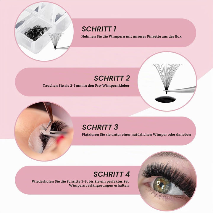 FADLASH 2024 Version Professionell Mixed 600pcs Lash Fächer 24D 14-20mm 0,07mm D Curl Fertig Volumen