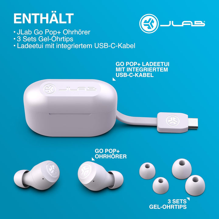 JLab Go Air Pop+ In Ear Kopfhörer kabellos Bluetooth, True Wireless Kopfhörer, 35+ Std. Headphones,