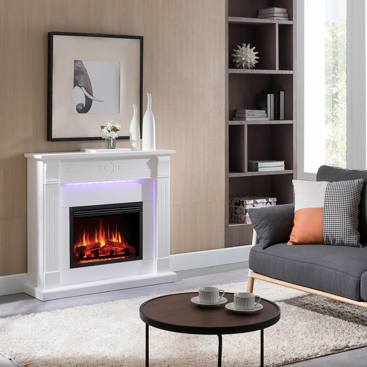 RICHEN Hikaru Elektrokamin - Standkamin mit Heizung bis 2000W, 3D-Flammeneffekt, LED-Beleuchtung, Kn