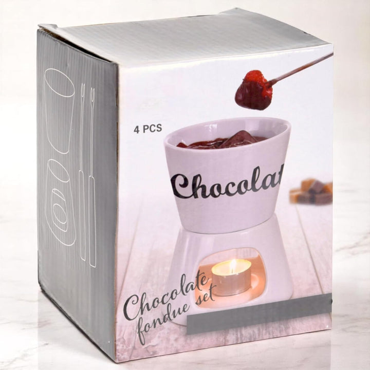 MIJOMA Schokoladenfondue Schoko-Fondue-Set Schokolade incl. 2 Fonduegabeln weiss ca. Ø12x15cm