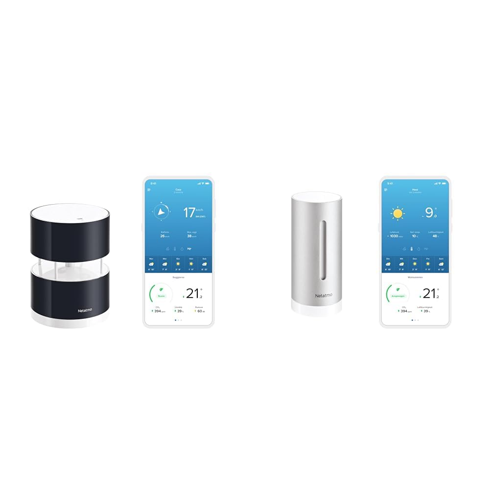 Netatmo Windmesser für Netatmo-Wetterstation, schwarz, NWA01-WW & Zusätzliches Modul für Wetterstati