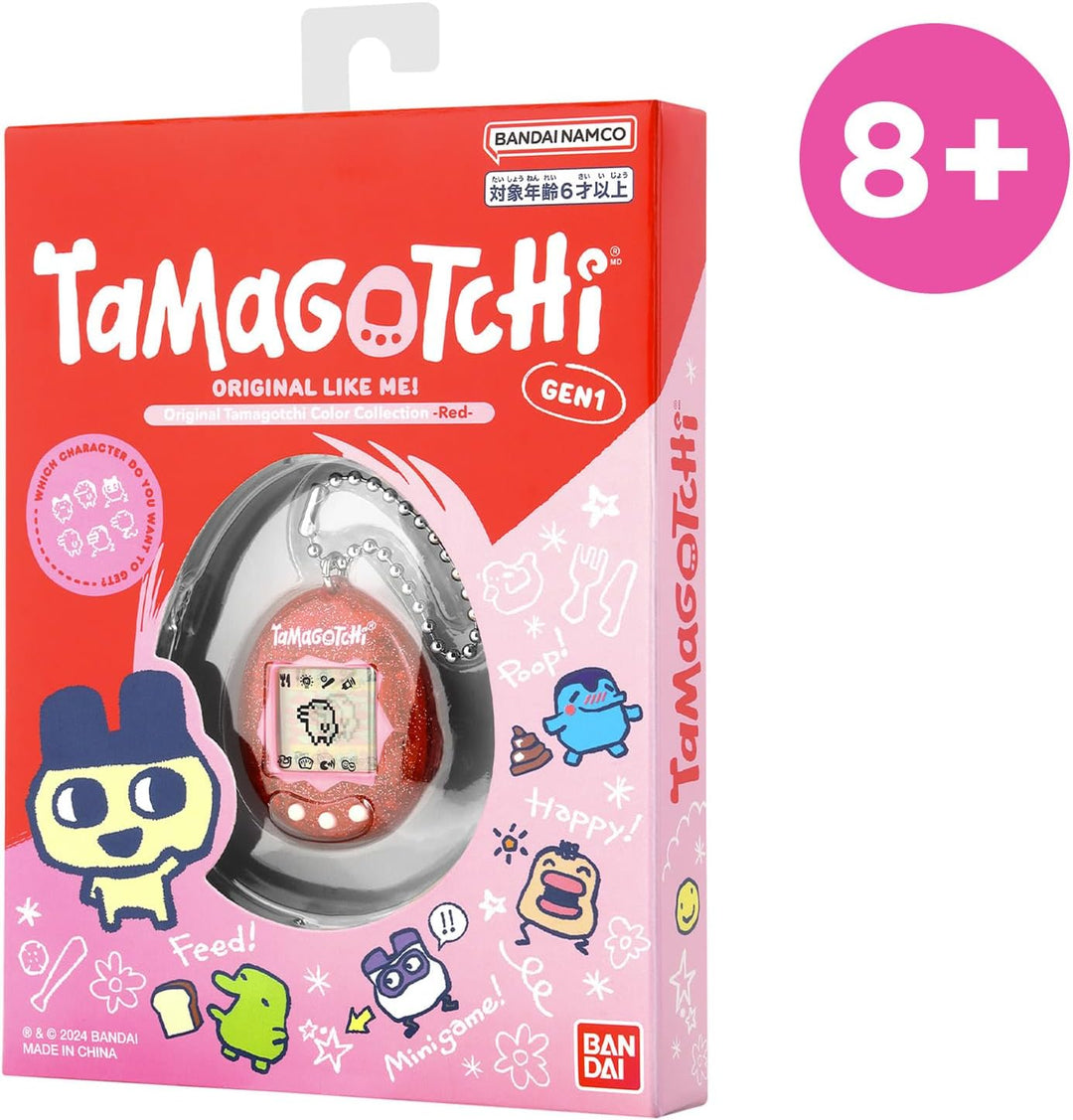 Bandai - Original Tamagotchi Color Collection Red - Elektronisches virtuelles Haustier mit Farbdispl