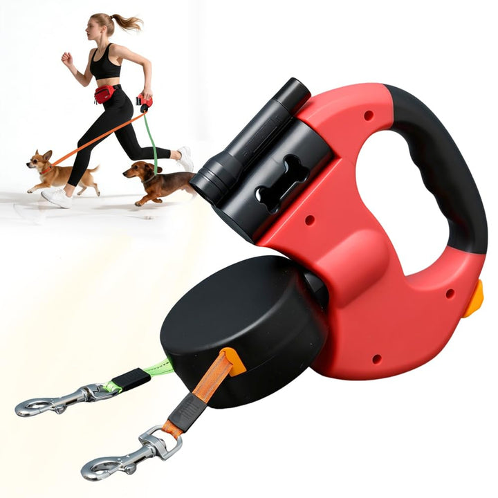3m Hundeleine Doppelleine für 2 Hunde, Rollleine Einziehbare Hundeleine mit LED Licht, Automatische