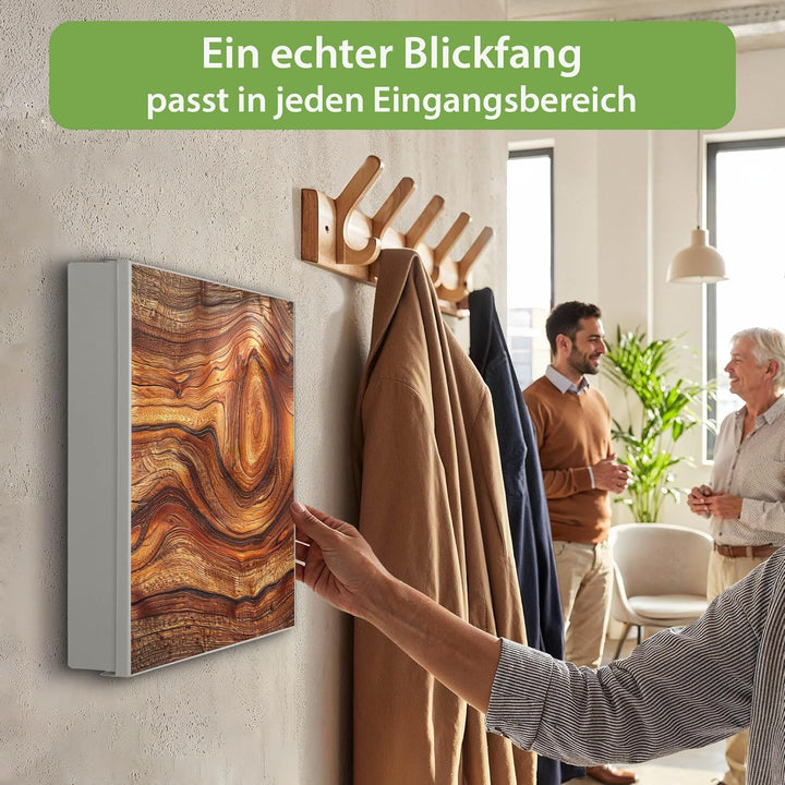 banjado Grosser Schlüsselkasten Glas - Schlüsselbox 30x30cm mit 50 Haken - Schlüsselkasten modern fü