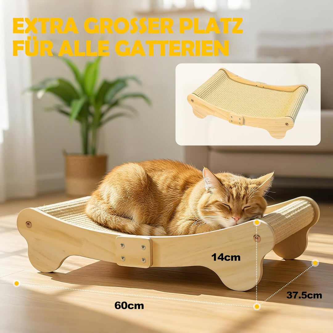 DONWEI Sisal Kratzbrett Katze, Kratzbretter Katze Holz, 160° Gebogenes Design, Kratzmatte aus Natürl
