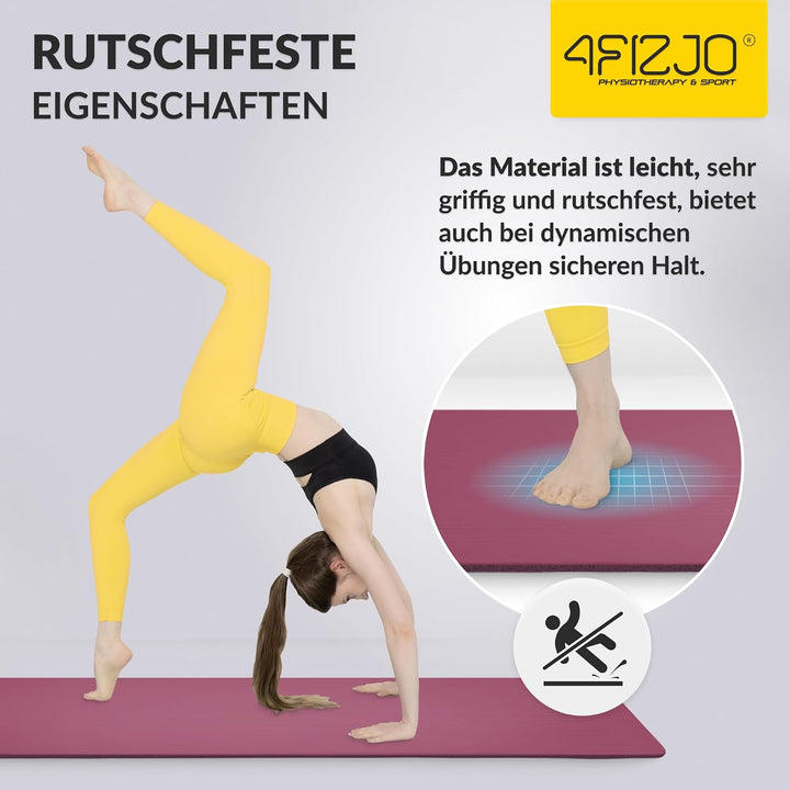 Fitnessmatte mit Tragegurt, Abm. 180x60 cm, NBR-Schaumstoff, Rutschfest, Komfort, In &amp; Outdor, Pilat