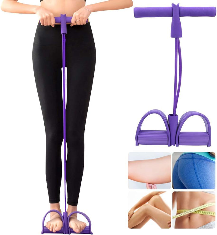 Keenso 2 Schlauch Fusspedal Zugseil, Pedal Widerstandsband Elastic Leg Puller Sit-Up Bauch Fitness T