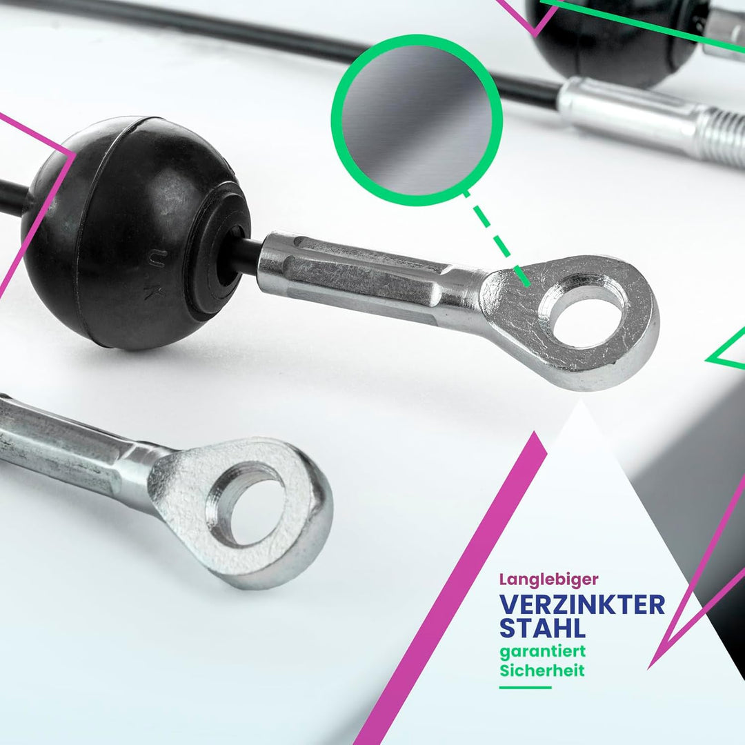 DQ-PP Stahlseil ummantelt mit Ösen für Fitnessgeräte |7x19 | Drahtseil | Gym Kabel | Schwarz | Fitne