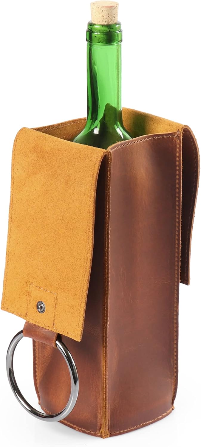Londo Echtleder Weinflaschenhalter und -Träger, Weinflaschentresor, Weinflaschensafe, Geschenkbox au