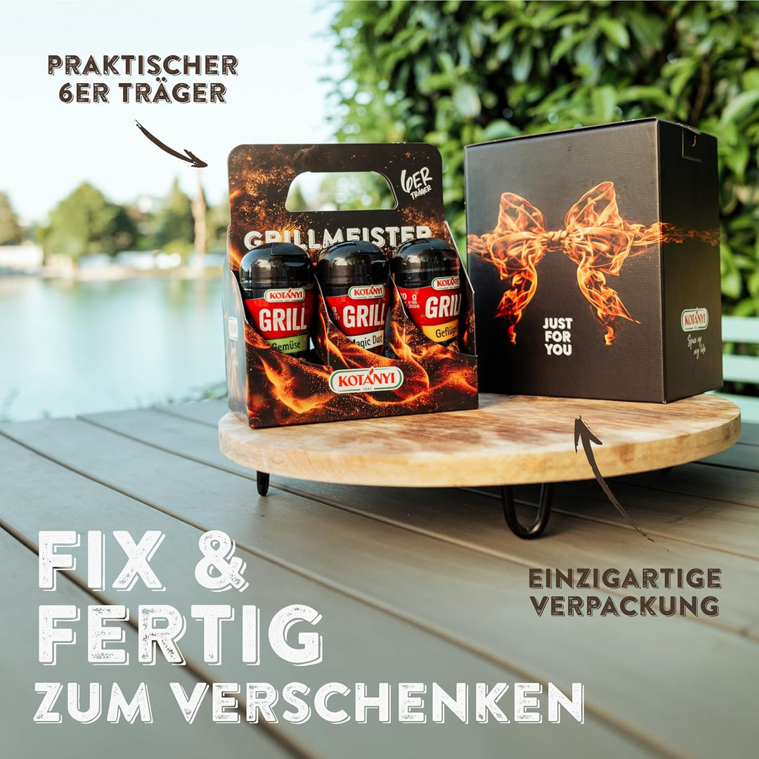 KOTÁNYI Grill Gewürze Geschenkset - 6er Träger - Geschenke für Männer - Grillzubehör & Gewürz Set fü