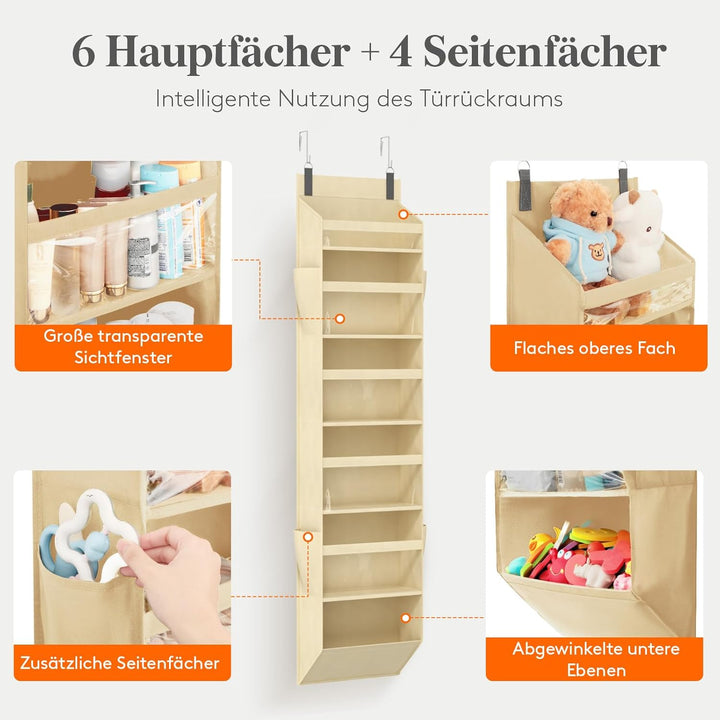 Lifewit Türorganizer Hängeorganizer, 6 Regal klar Fenster hängende Lagerung mit 4 Seitentaschen, Tür