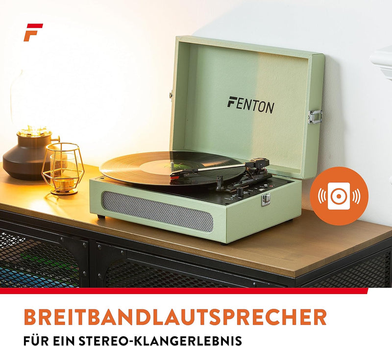 Fenton RP118C - Bluetooth Plattenspieler mit Lautsprecher, Bluetoothsender und Empfanger, Schallplat