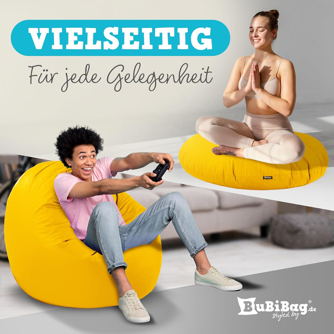 BuBiBag 2in1 Sitzsack L - XXL mit Füllung für Kinder & Erwachsene, Gaming Beanbag & Bodenkissen für