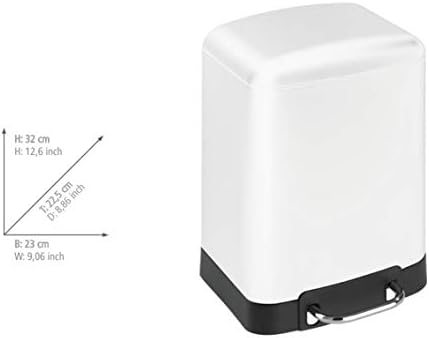 WENKO Treteimer Studio Easy-Close Weiss 6 L - Mülleimer mit Absenkautomatik Fassungsvermögen: 6 l, S