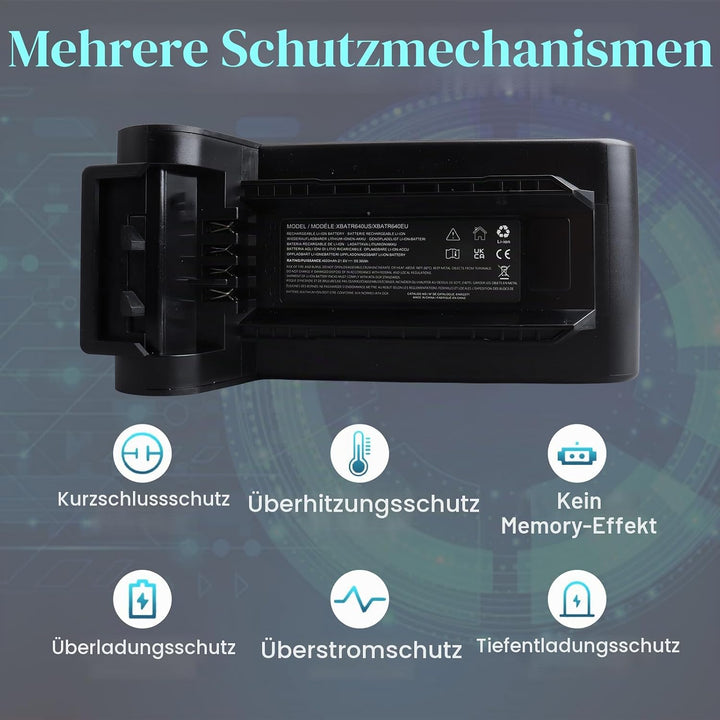 4600mAh 21.6V XBATR640EU Ersatzakku Kompatibel mit Shark IP1251 IP1250 IP1255 IP1251C IP1220 IP1220C