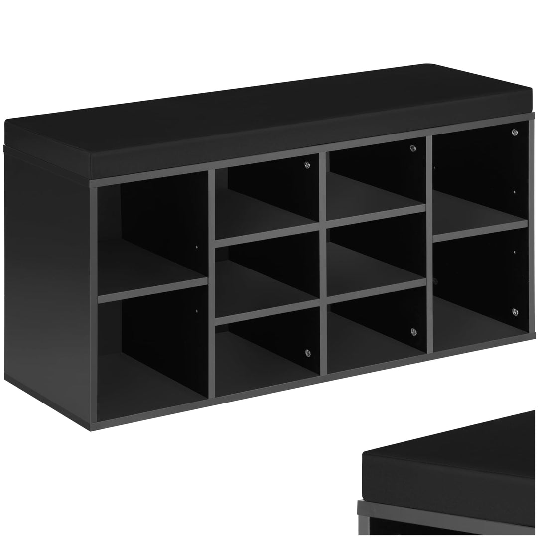 tectake® Schuhschrank mit Sitzbank, Schuhregal, Sitzbank mit Stauraum für 10 Paar Schuhe, Garderobe,