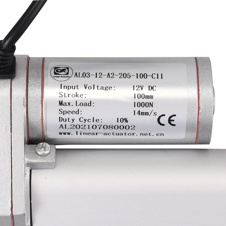 EYPINS Linearantrieb Linearmotor 12V, 1000N 100mm Hub max Linearantrieb, Toröffner Verstellantrieb L