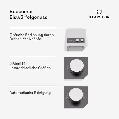 Klarstein IceCraft Eiswürfelmaschine – 12 kg/24 h, Eiswürfel in 6 Minuten, 2 Grössen, Automatische R