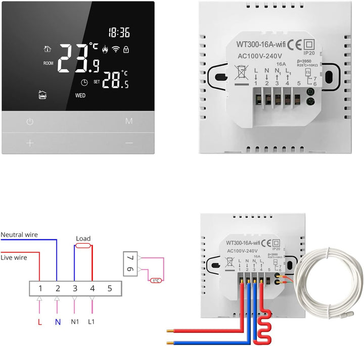 AVATTO Thermostat für Elektrische Fussbodenheizung Smart WiFi Thermostat Programmierbar Raumthermost
