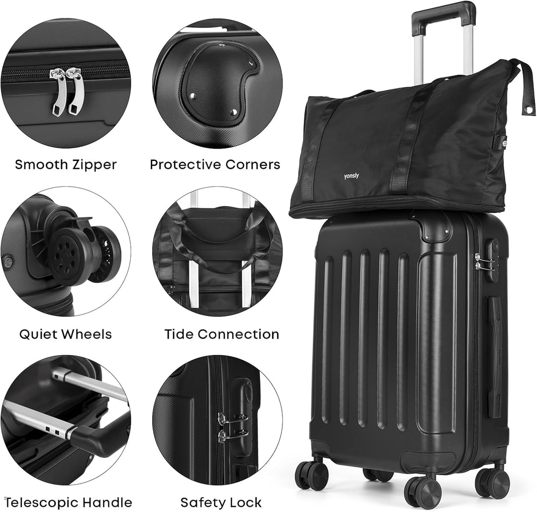Reisekoffer Set 4-teilig, Trolley Kofferset mit 1 Reisetasche, 1 Kulturbeutel, Rollkoffer Handgepäck