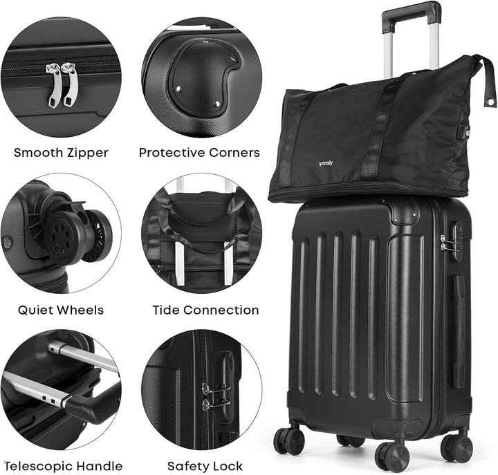 Reisekoffer Set 4-teilig, Trolley Kofferset mit 1 Reisetasche, 1 Kulturbeutel, Rollkoffer Handgepäck