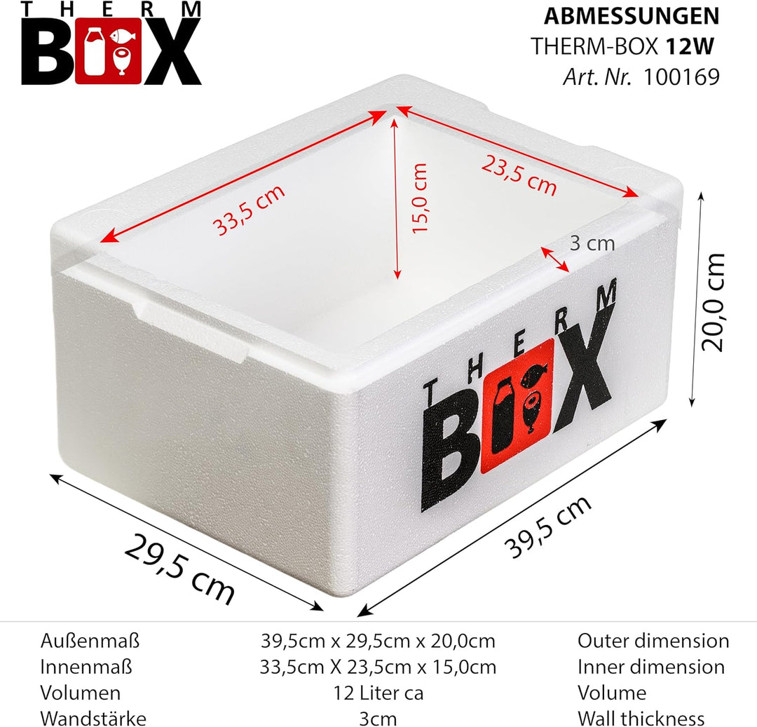 THERM BOX Styroporbox 1L bis 27L mit Kühlakkus für Kühlbox Verschiedene Grössen Transportbox Thermob
