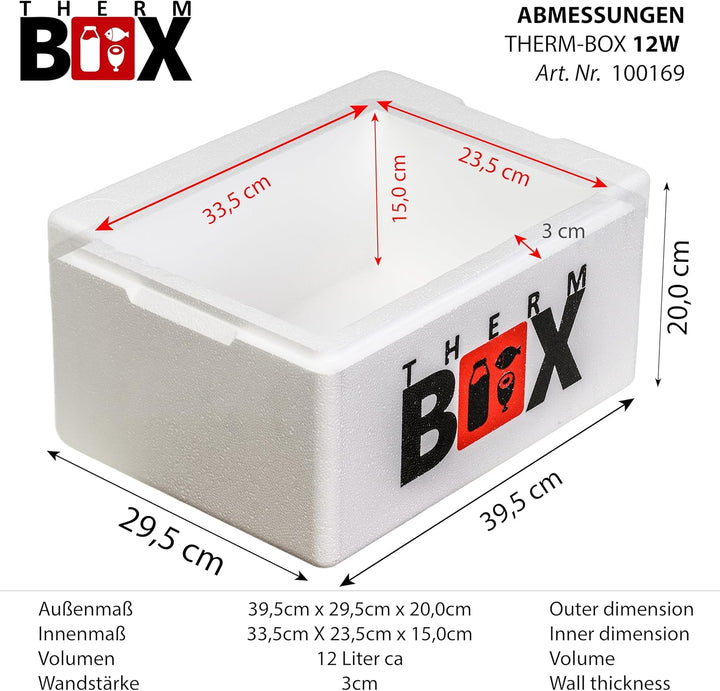 THERM BOX Styroporbox 1L bis 27L mit Kühlakkus für Kühlbox Verschiedene Grössen Transportbox Thermob