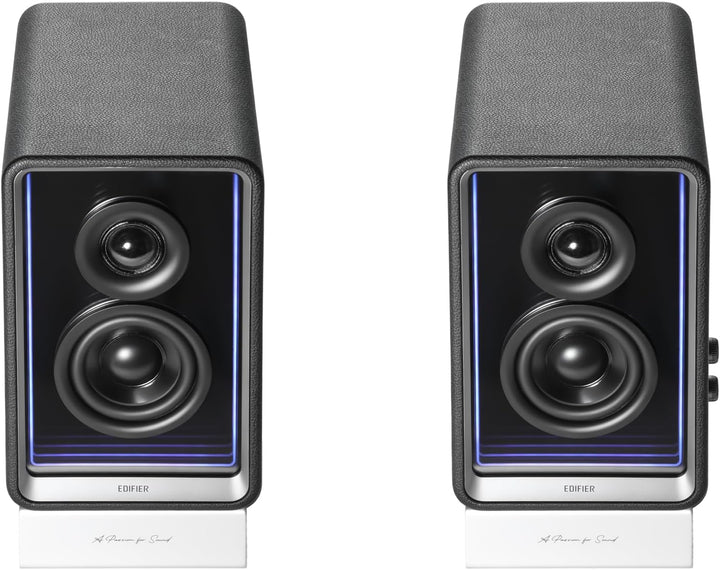 EDIFIER QR65 Aktive Design-Monitorlautsprecher (70 Watt) mit RGB-Lichteffekten, 3X USB TurboGaN-Schn