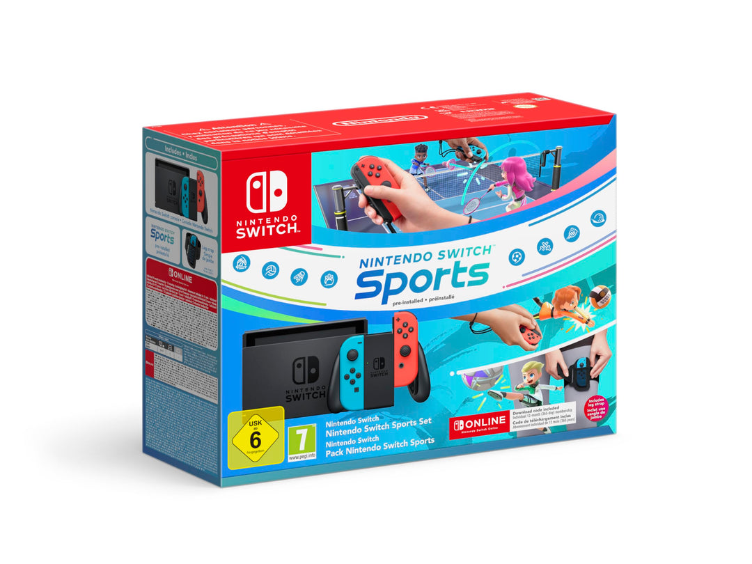 Nintendo Switch™-Konsole (neon-blau/neon-rot) Switch Sports-Set Switch Online 12-monatige (365-tägig