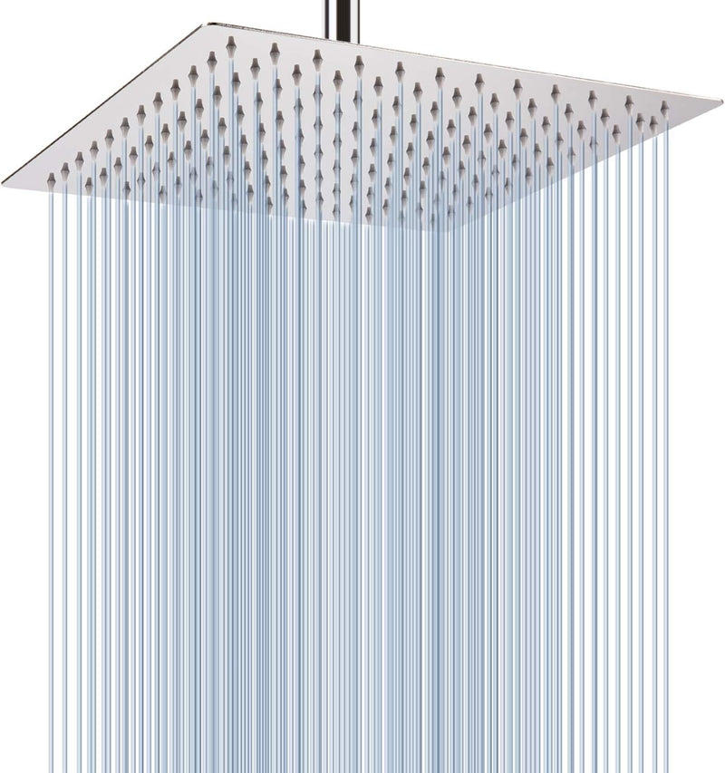 30cm Grosser Regenbrause - Voolan Quadrat Hochdruck Duschkopf aus Edelstahl 304 - Komfortables Dusch