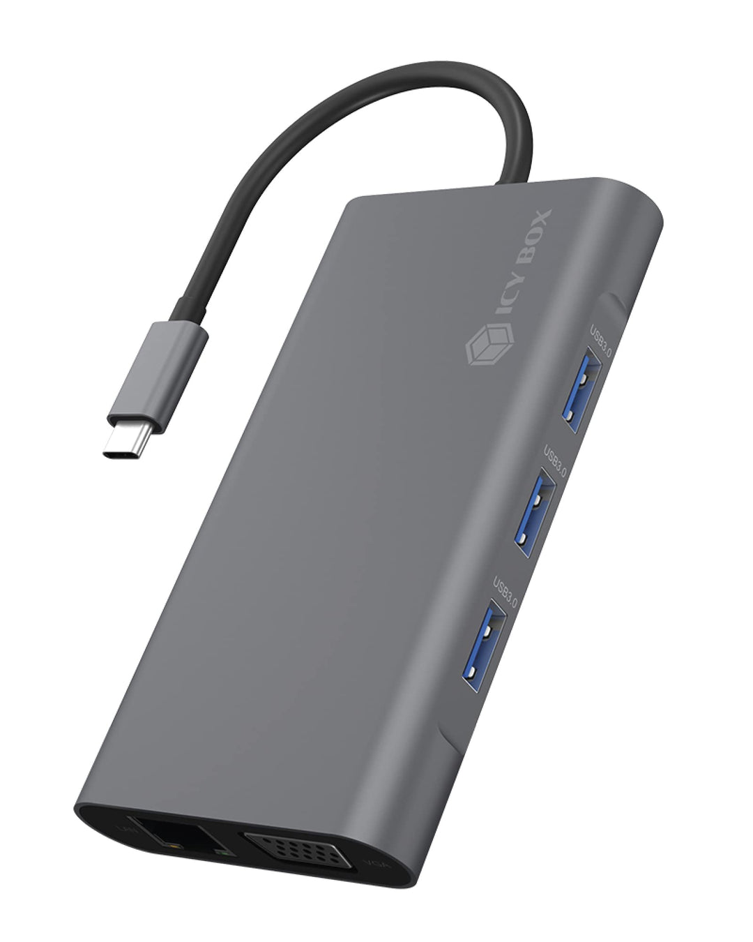 ICY BOX USB-C Docking Station (10-in-1) für 2 Monitore (1x HDMI & 1x VGA), 4K 60Hz, 3-fach USB 3.0 H
