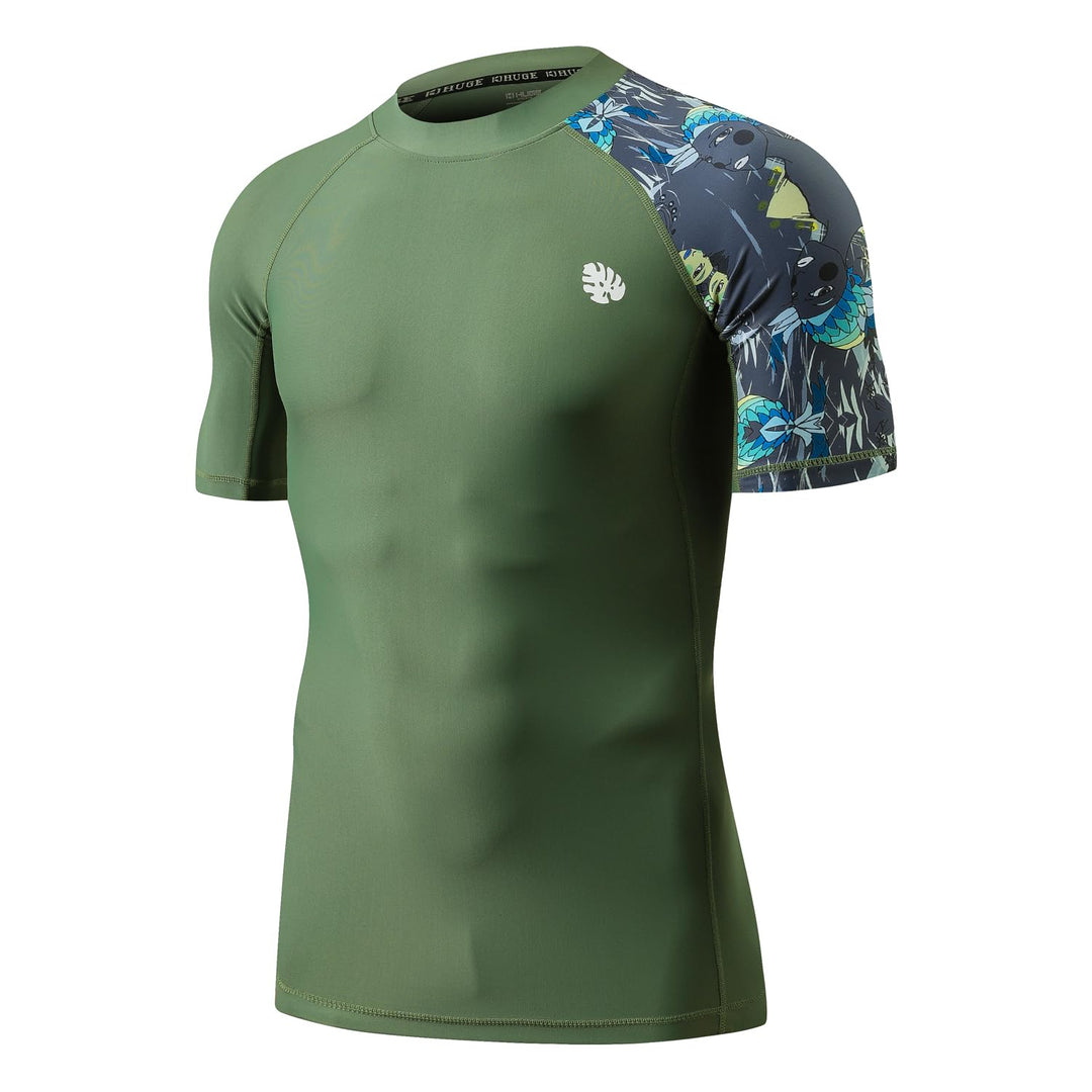 HUGE SPORTS Herren Splice UV Sonnenschutz UPF 50+ Skins Rash Guard Short Sleeves Aborigine M, Aborig