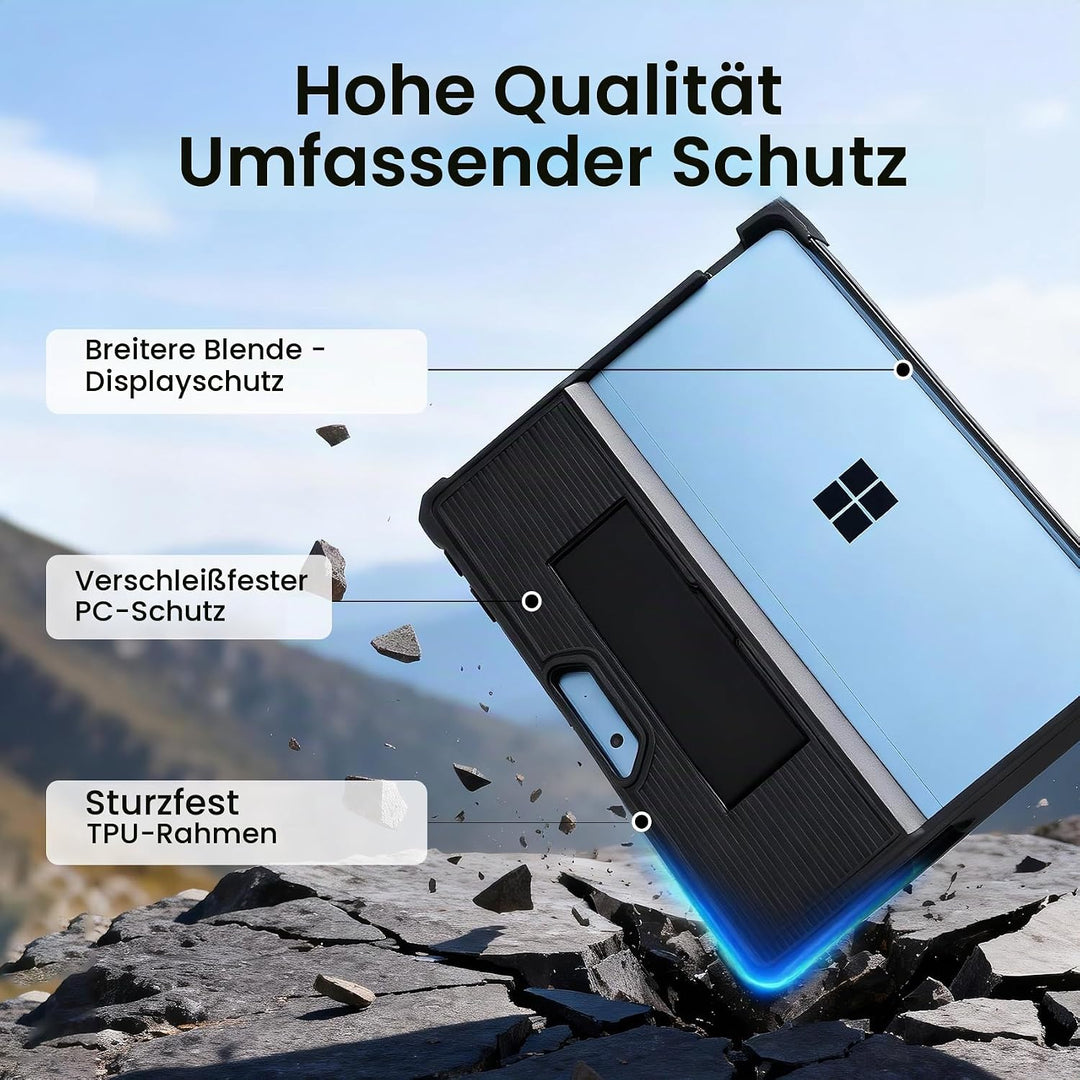 Omnpak Hülle für Microsoft Surface Pro 11/10/9, Stossfeste Robuste Hartschalen Schutzhülle Multi-Bet