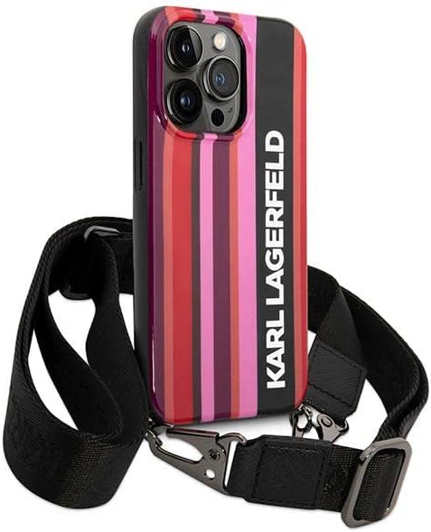 Karl Lagerfeld KLHCP14XSTSTP hülle für iPhone 14 Pro Max 6,7" hardcase rosa/pink Color Stripes Strap