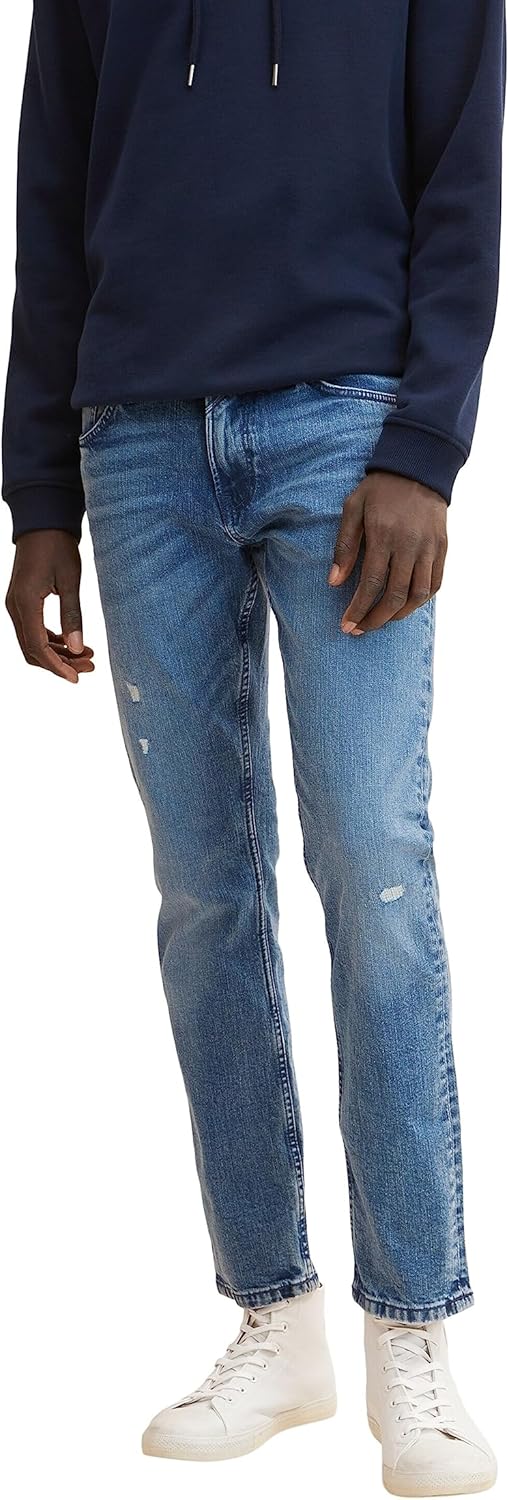 TOM TAILOR Denim Herren Piers Slim Jeans 28W / 32L 10122 - Destroyed Light Stone Blue Denim, 28W / 3