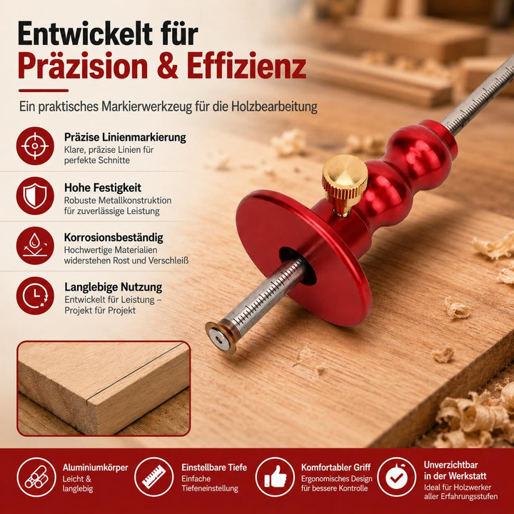Holzmarkierungslehre-Holzschreiber Einsteckschloss Holzbearbeitungsrad Markierung Rot, Holz Scribe M