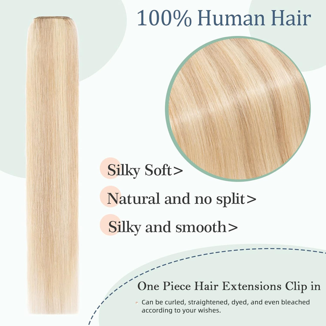 Silk-co Clip in Extenions Echthaar Haarteile Echthaar 1Pc 5Clips Haarteil 18P613# Graublond & Bleich