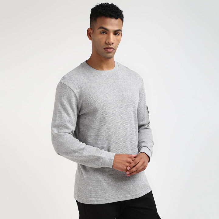 Calvin Klein Herren Langarm Strickoberteile, Grau (Gray Heather)