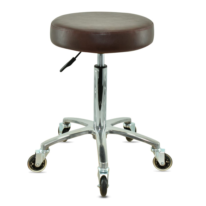 Premium Rollhocker braun höhenverstellbar von 55 bis 75 cm - Rundsitz- Drehhocker Arbeitshocker Prax
