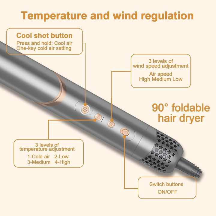 8 in 1 Hair Dryer Brush Set Air Hair Styler Curling Negative Ionic Foldable Hot Air Hair Dryer Brush