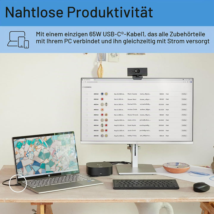 HP USB-C Dock G5-8-in-1-Adapter für USB-C &amp; Thunderbolt-Enabled Laptop, PCs &amp; Notebooks – Einzelkabe