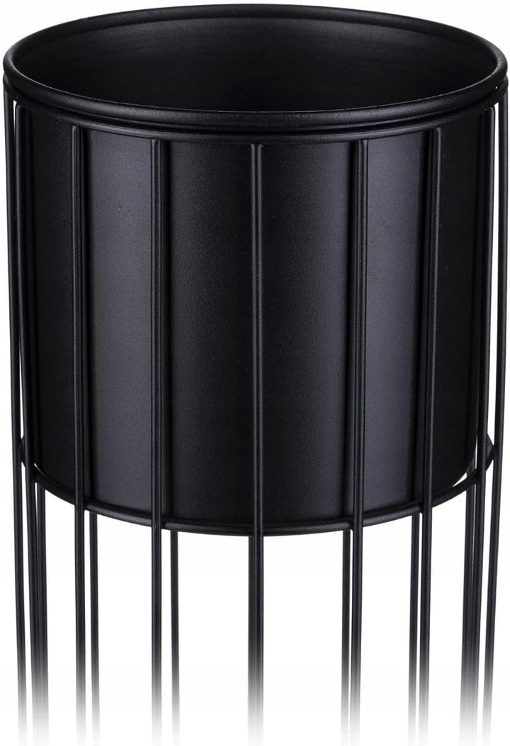 HowHomely Blumensäule aus Draht mit Übertopf Metall rund schwarz 55x20x20 cm