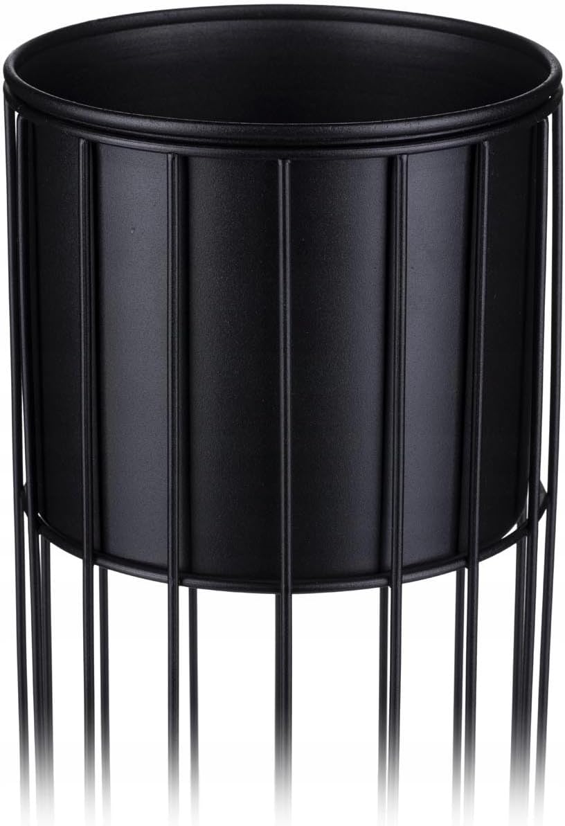 Moderne Blumenständer Metall 42 cm Hoch mit Schwarz Blumentopf Rund 19 cm Ø auf Robuste Ständer - Pf