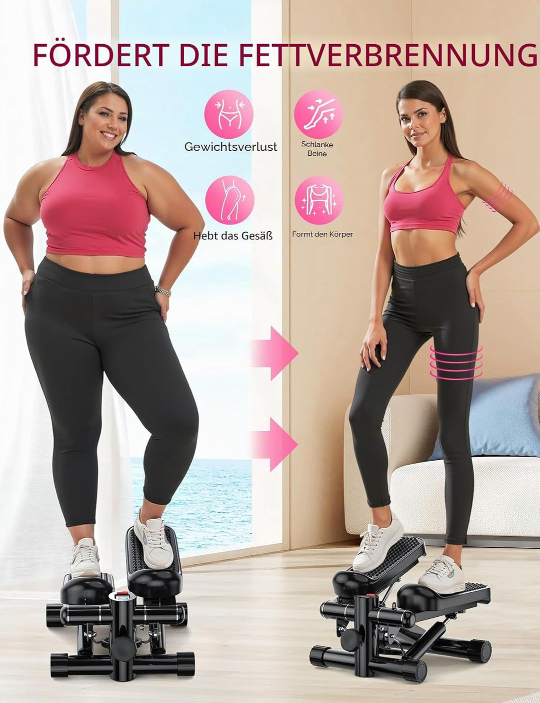 KitGody Mini-Stepper für Übungen, Treppenstepper 150 kg Kapazität, Workout-Stepper für Training zu H