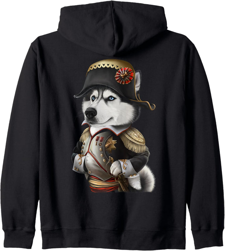 Siberian Husky Hund als Napoleon Bonaparte aus Frankreich Kapuzenjacke