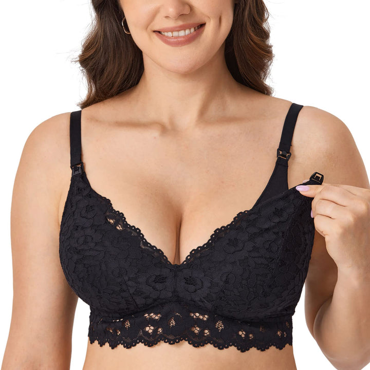 MOMANDA Damen Still BH Spitze Bralette ohne Bügel Gepolstert Schwangerschafts BHS Grosse Brüste Stil